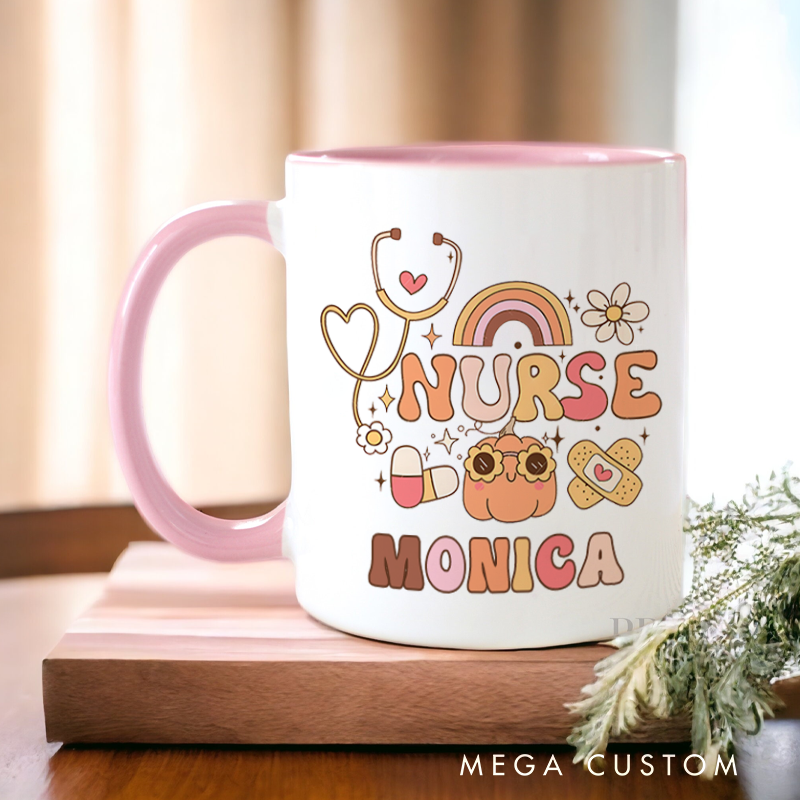Personalized Nurse Mug Nurse Caring in Every Hue Fashion Design Coffee Mug Gift