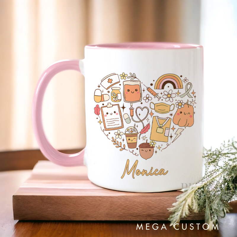 Personalized Nurse Mug Heart of a Nurse Care and Kindness Fashion Design Coffee Mug Gift