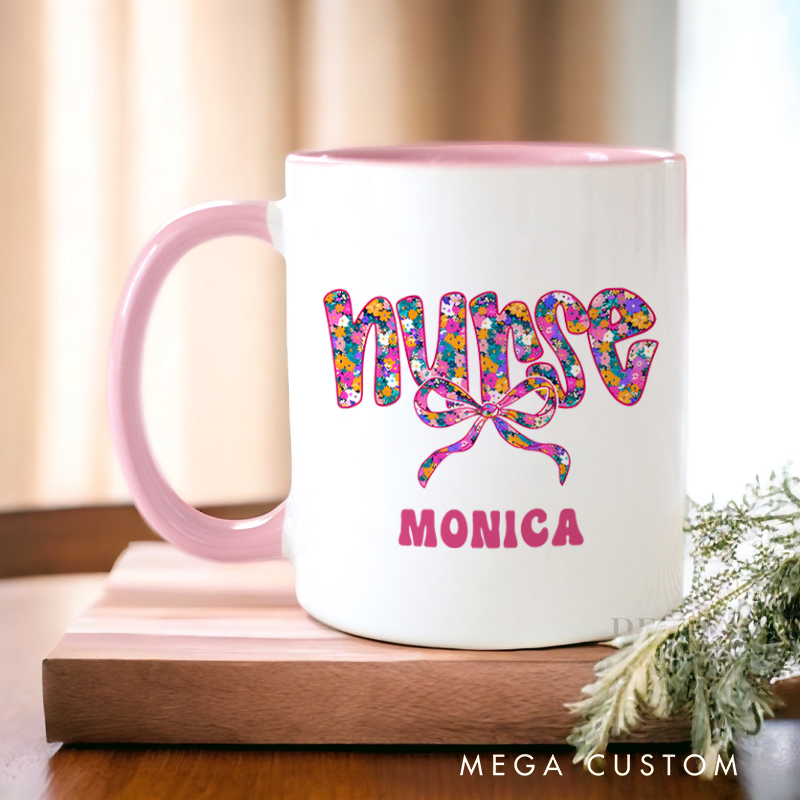 Personalized Nurse Mug Nurse Floral and Fabulous Design Coffee Mug Gift