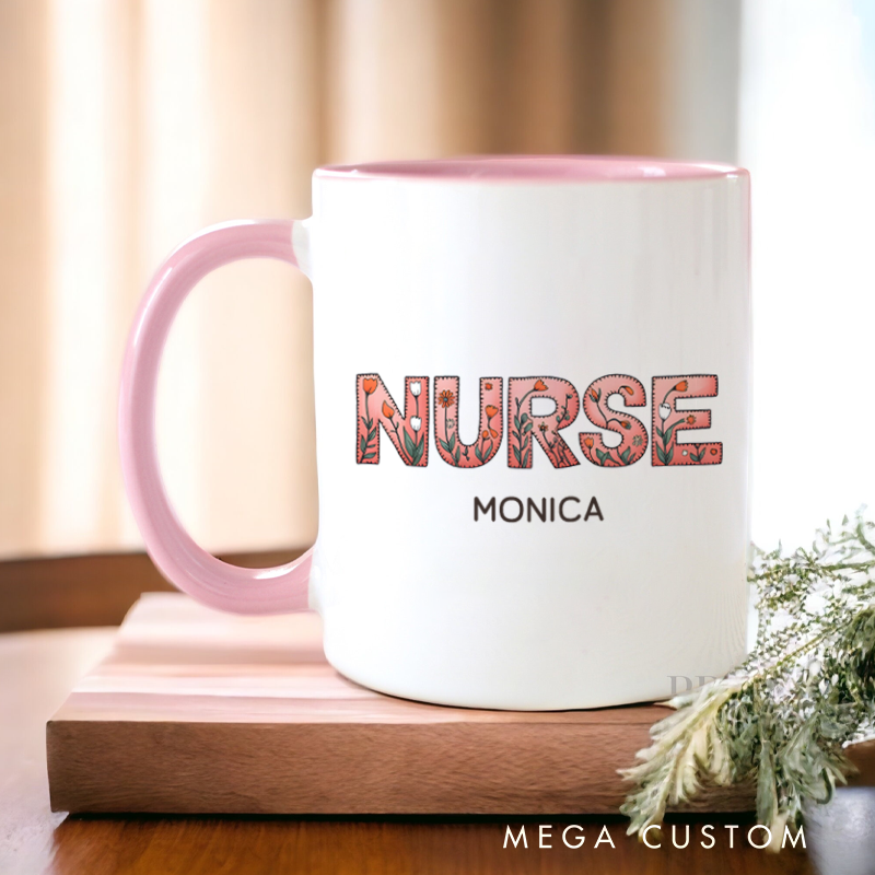 Personalized Nurse Mug Nurse Blooming with Care Coffee Mug Gift