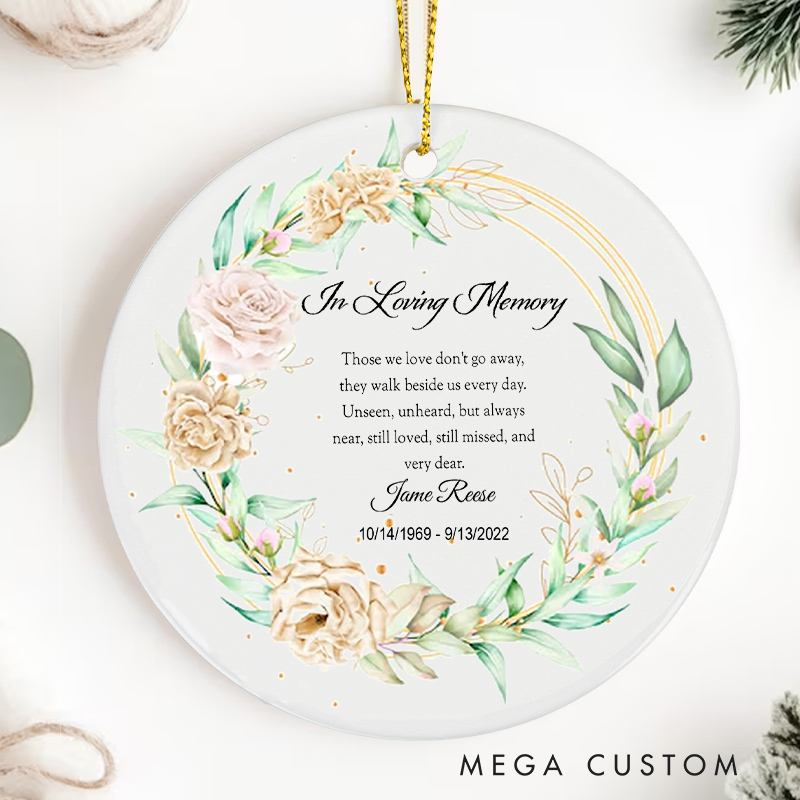 Personalized Memorial Ornament for Loss of Loved One Bereavement and Sympathy Gift in Memory of Loved One Remembrance Ceramic Ornament