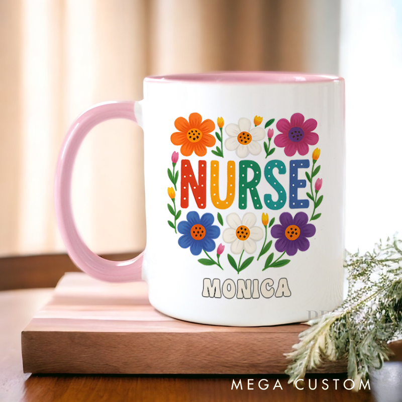 Personalized Nurse Mugs Nurse in Bloom Design Coffee Mug Gift