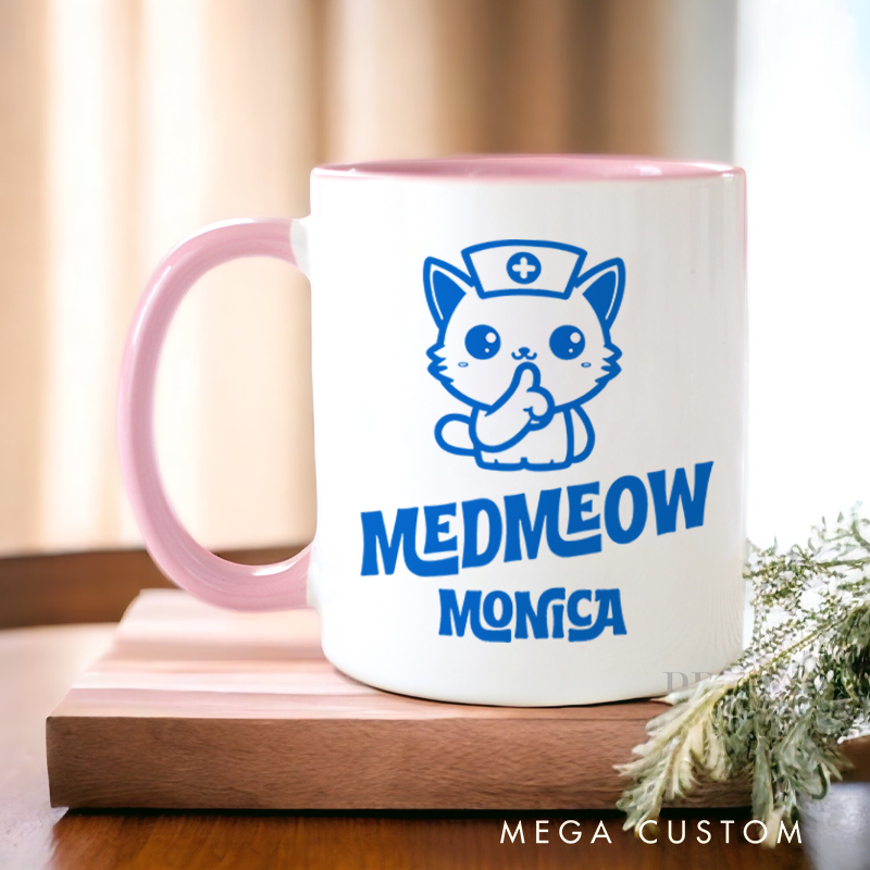 Personalized Nurse Mugs MedMeow Nurse Cat Design Coffee Mug Gift