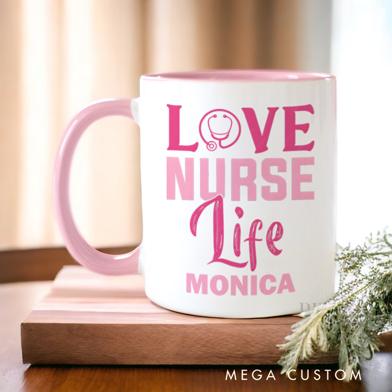 Personalized Nurse Mugs Love Nurse Life Design Coffee Mug Gift