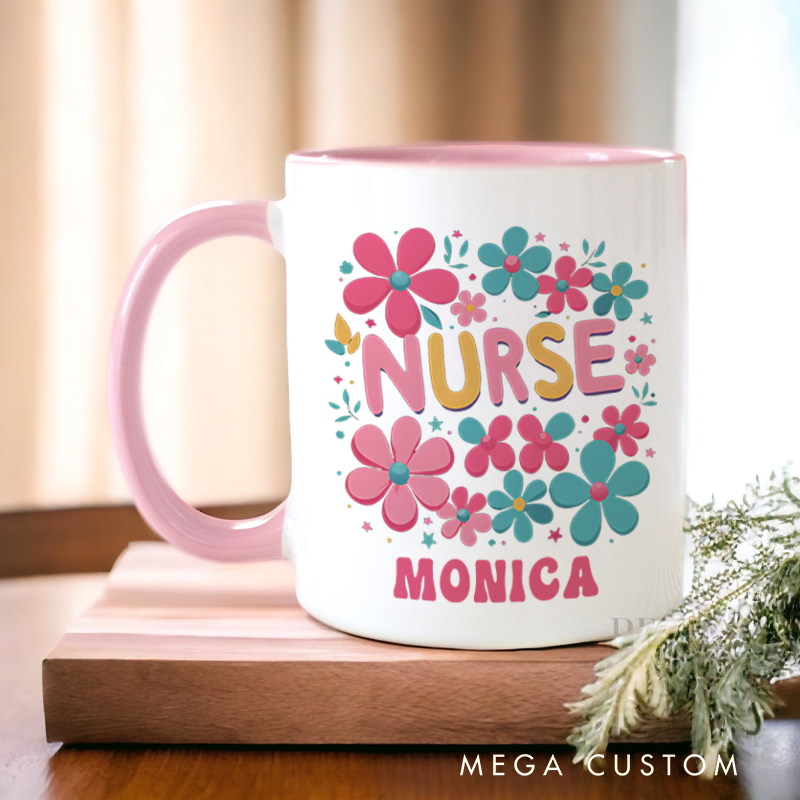 Personalized Nurse Mugs Floral Nurse Tribute Design Coffee Mug Gift
