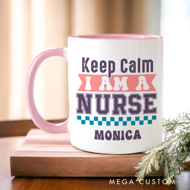 Personalized Nurse Mugs Keep Calm I Am a Nurse Design Coffee Mug Gift