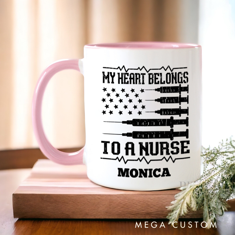 Personalized Nurse Mugs My Heart Belongs to a Nurse Design Coffee Mug Gift