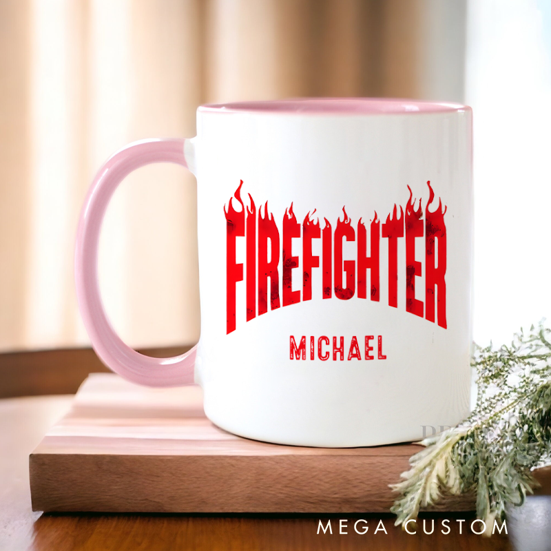 Personalized Firefighter Mugs Firefighter Bold and Blazing Design Coffee Mug Gift