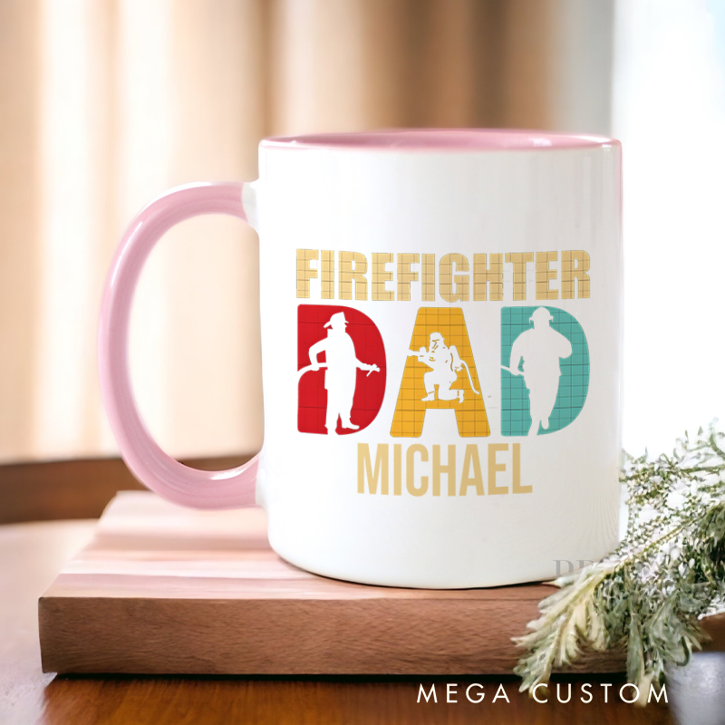 Personalized Firefighter Mugs Firefighter Dad Design Coffee Mug Gift