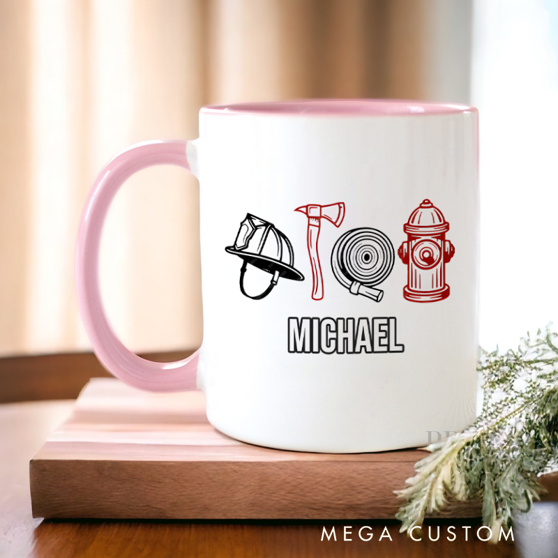 Personalized Firefighter Mugs Firefighter Essentials Line Art Design Coffee Mug Gift