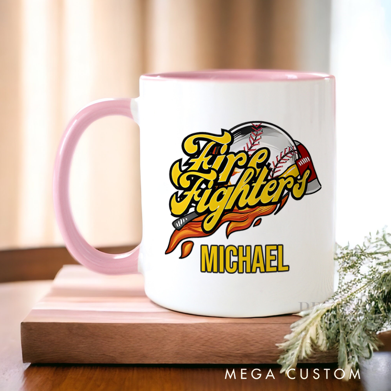 Personalized Firefighter Mugs Firefighters Baseball Themed Design Coffee Mug Gift