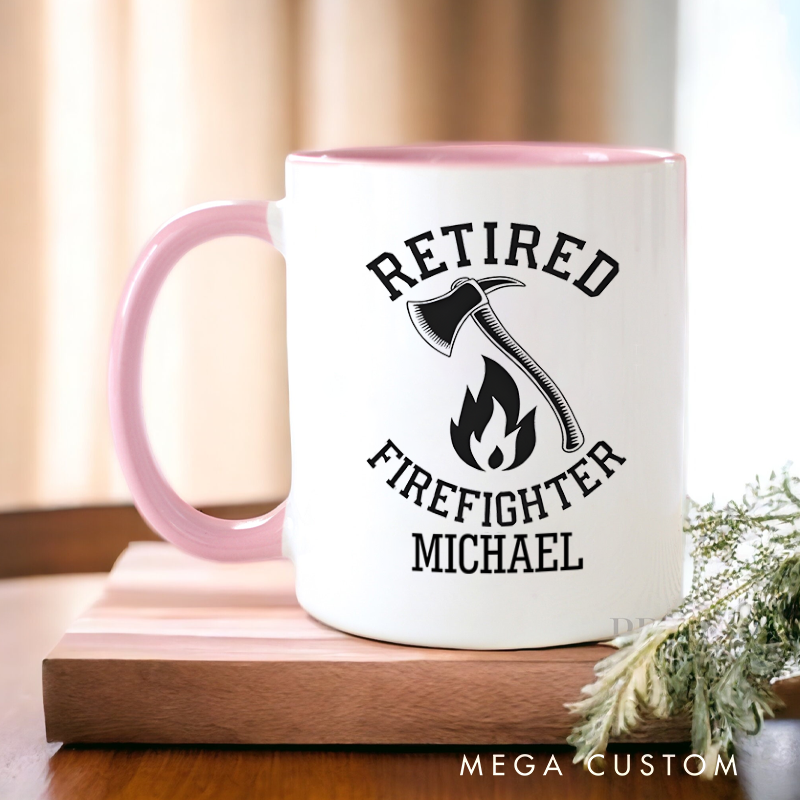 Personalized Firefighter Mugs Retired Firefighter Emblem Design Coffee Mug Gift
