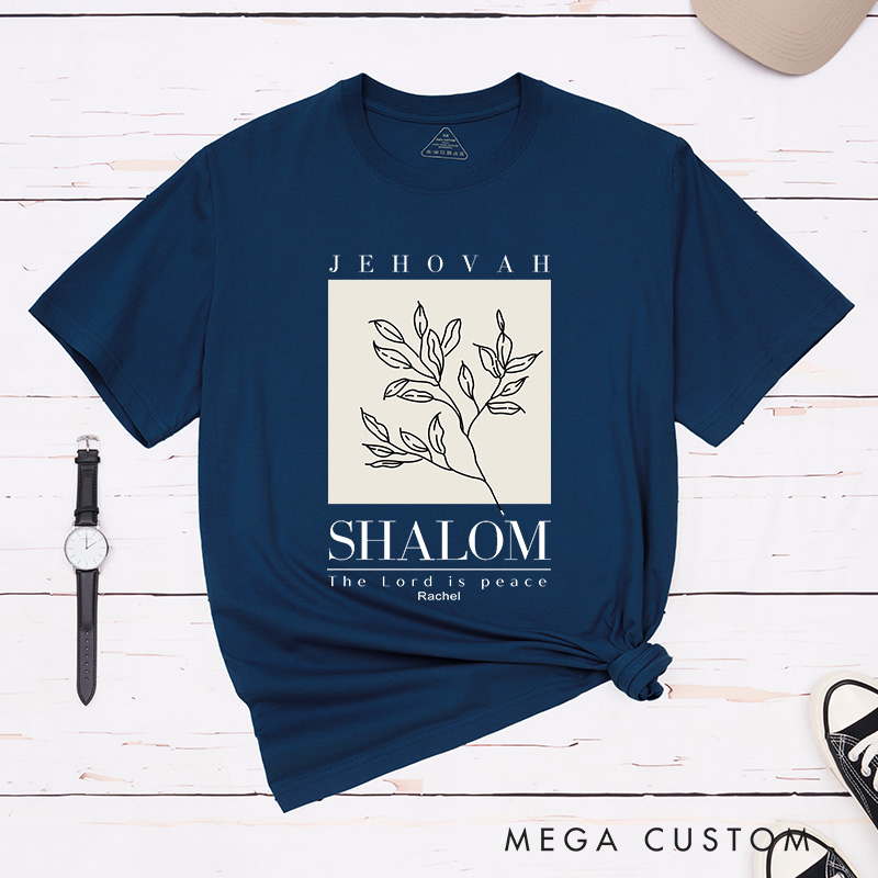 Personalized Bible Verse The Lord Is Peace Classic T-Shirt Cotton Shirt with Branches Birthday Gift Easter Christmas Gift for Christians