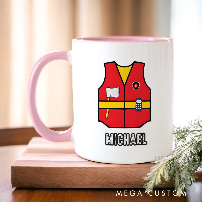 Personalized Firefighter Mugs Firefighter Safety Vest Design Coffee Mug Gift