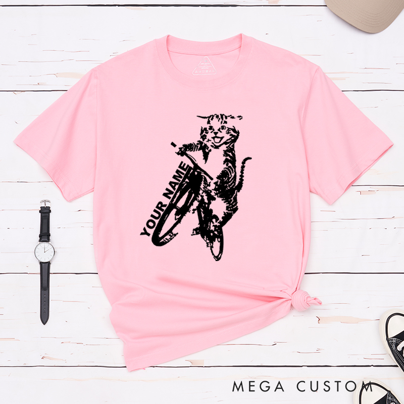 Personalized Cat Cyclist T-Shirt for Outdoor Adventures Riding Cycling Biking Enthusiasts
