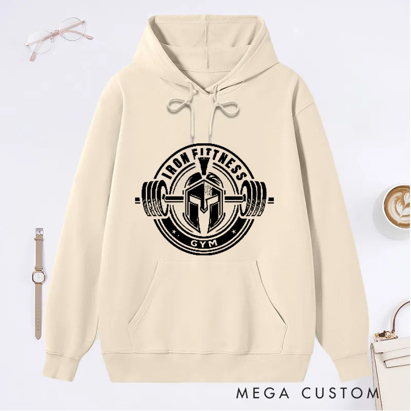 Personalized Gym Classic Hoodies with Warrior and Barbell Graphic for Fitness Enthusiasts Bodybuilders and Gym Lovers
