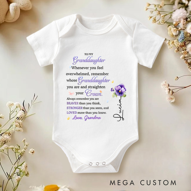 Personalized To My Granddaughter Braver Stronger Loved Baby Onesie