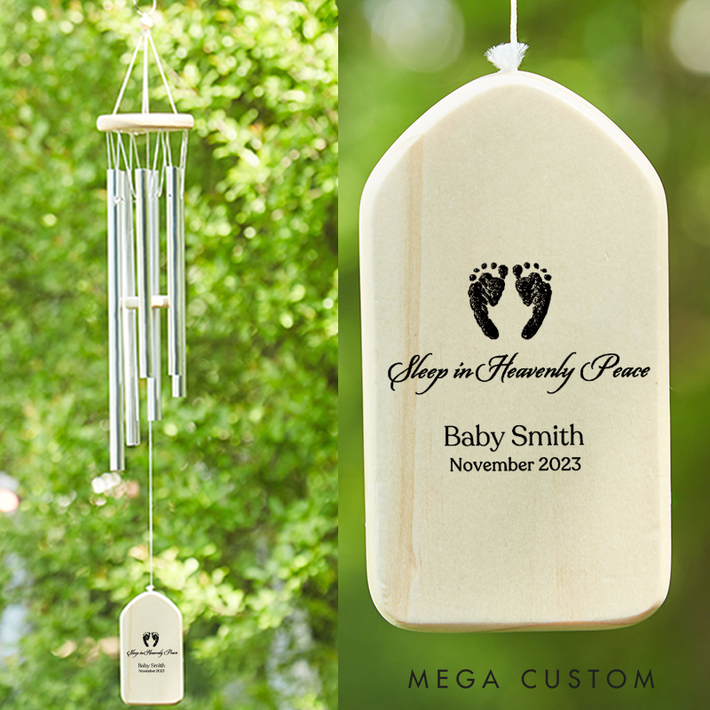Personalized Baby Memorial Wind Chime Sleep in Heavenly Peace Miscarriage for Grief Mothers Dad Sympathy Gift Pregnancy Loss Memorial Chime 