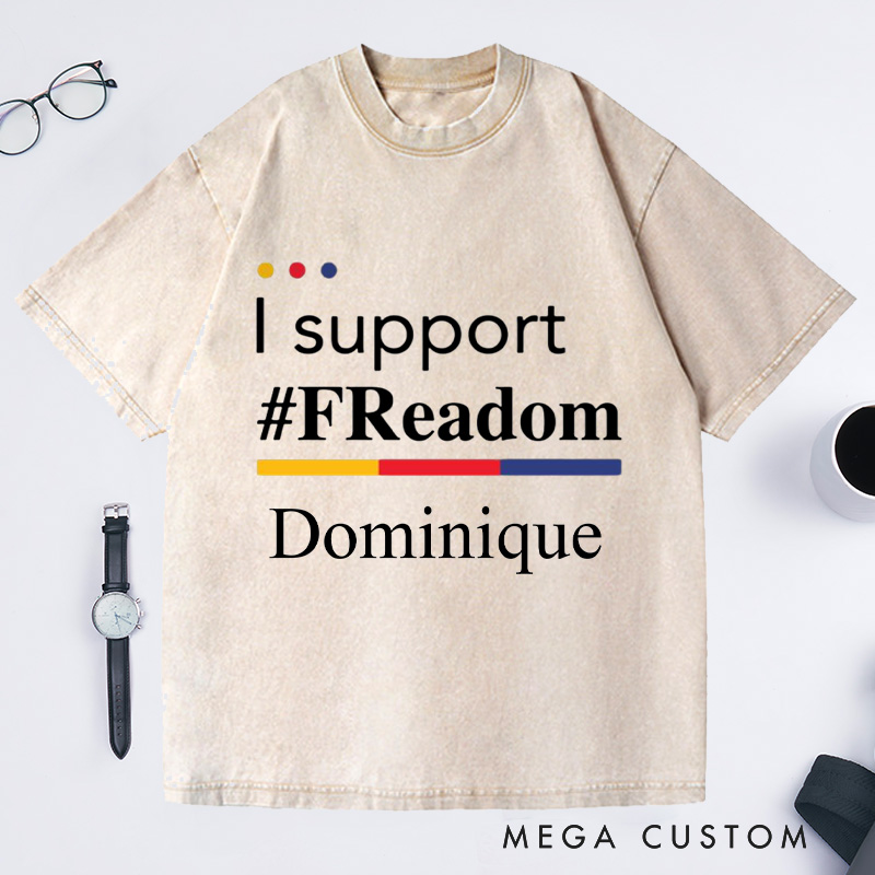 Personalized I Support FReadom Washed T-Shirts Librarian Reading T-shirt Bookish Tshirt Book Lover Shirt Gift