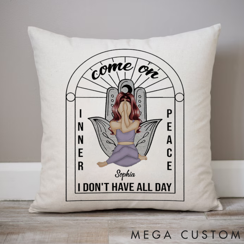 Personalized Yoga Pillow Come On Inner Peace Design Custom Name Yoga Pillows Gift Idea for Yoga Lover