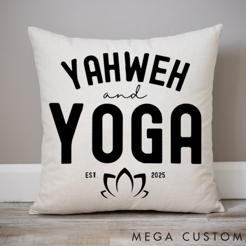 Personalized Yoga Pillows Yahweh and Yoga Design Custom Time Yoga Pillows Gift Idea for Yoga Lover