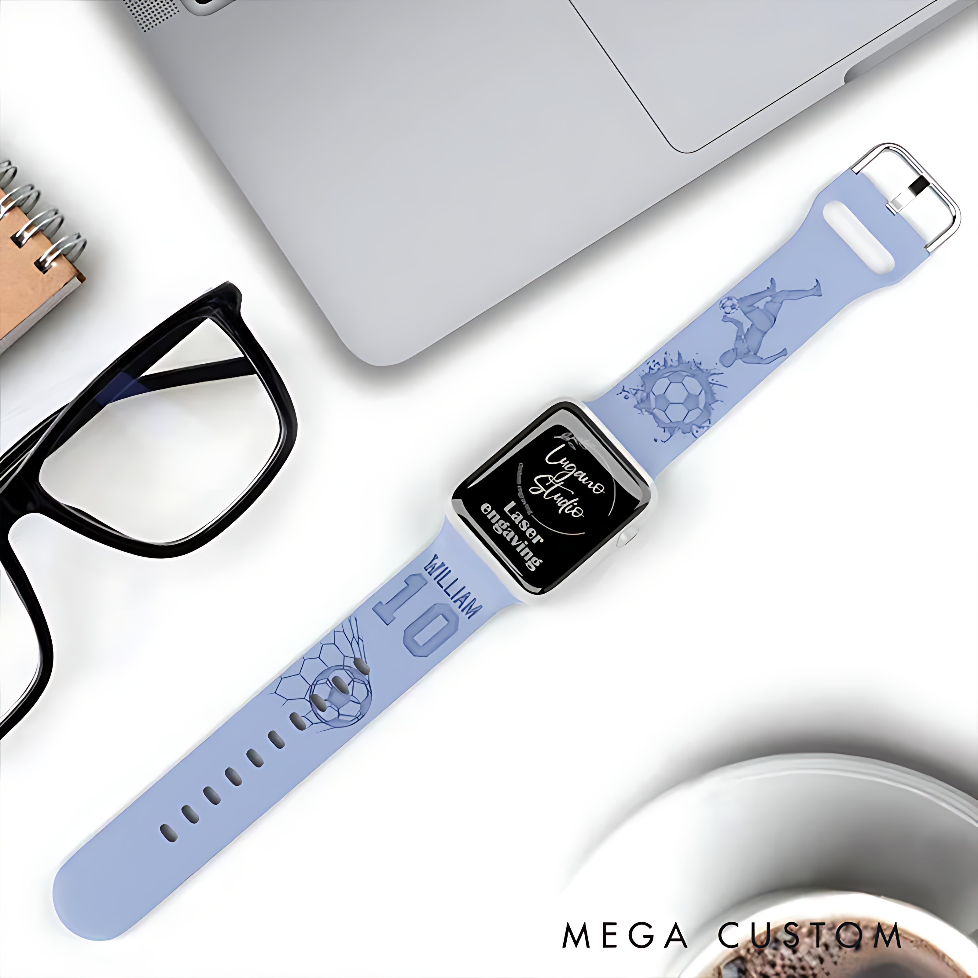 Personalized Soccer Apple Watch Band Custom Name and Number Strap