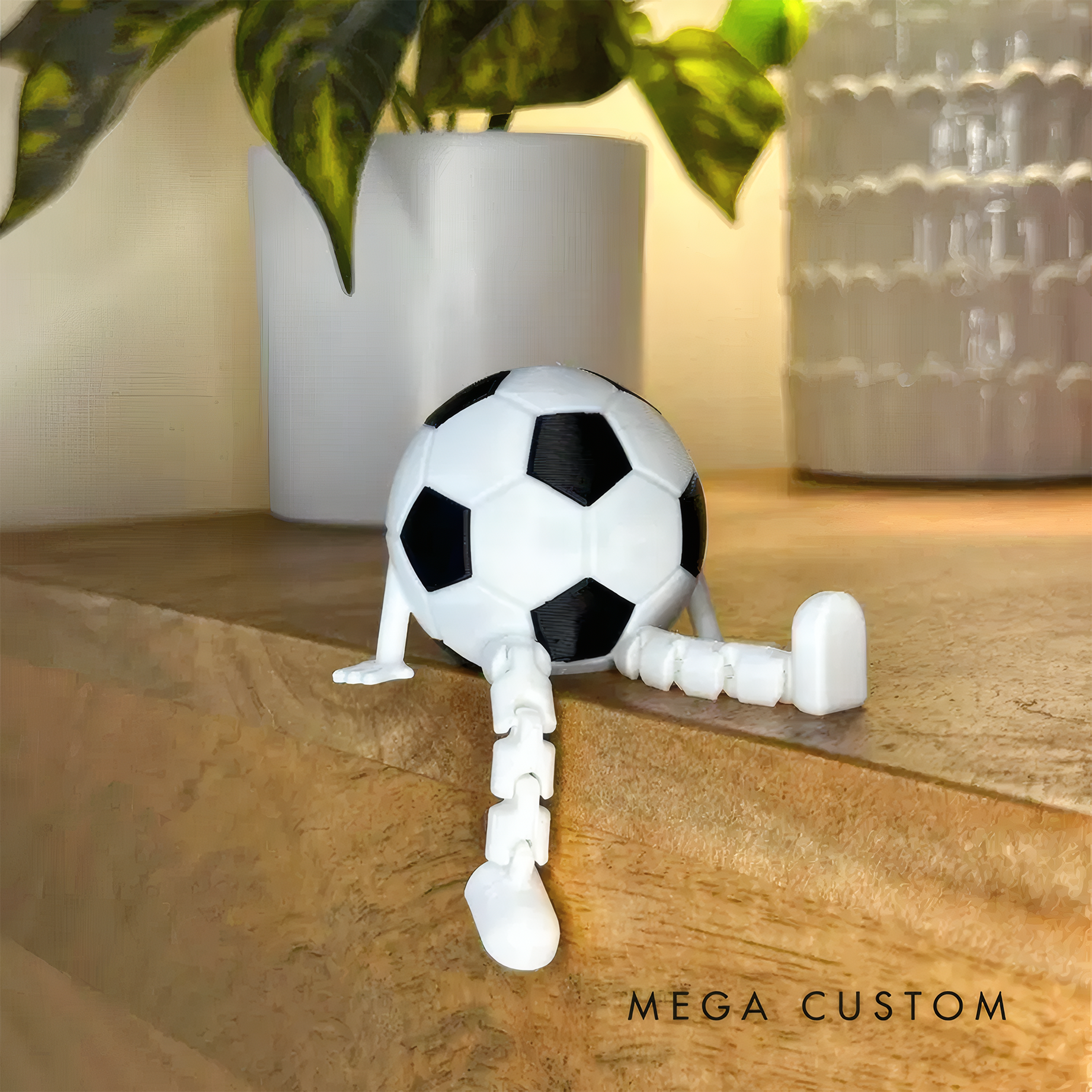 Personalized Soccer Ball Decor with Dangling Legs and Custom Name