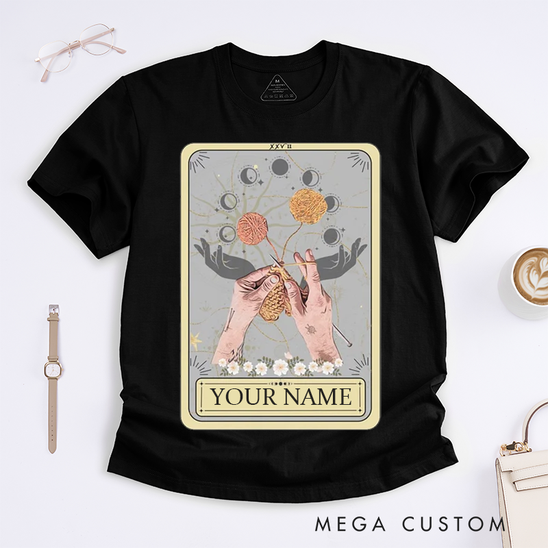 Personalized Tarot Lovers Classic T-Shirts Retro Style  Tarot Card T-shirt Gift for Knitter