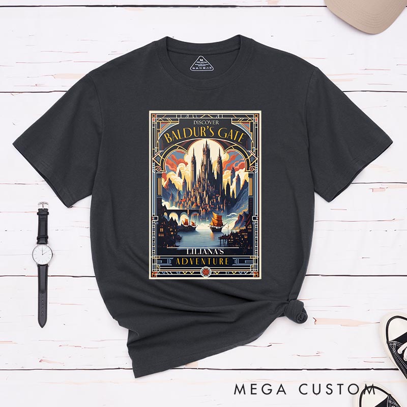 Personalized Journey to the Gate Game Classic T-Shirts CRPG Video Game Tshirt Fantasy Game Shirt