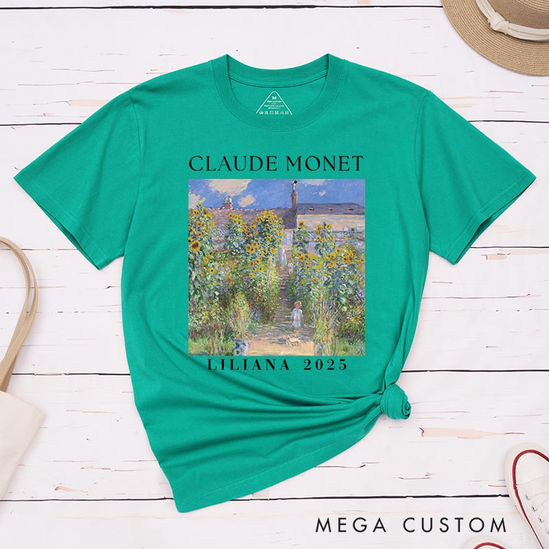 Personalized Claude Monet The Artist's Garden Classic T-Shirts Painting Impressionism Tshirt Artsy Aesthetic Famous Painter Art Lover Shirt