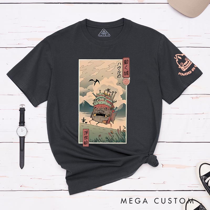 Personalized Castle Classic T-Shirts Japanese Ukiyo-e style Shirt  Japanese Manga Comic Tshirt for Anime Lovers