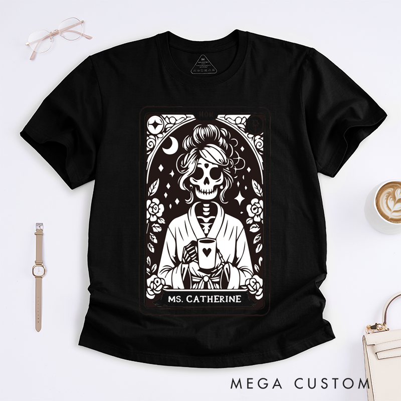 Personalized Tarot Lovers Classic T-Shirts The Mom Skeleton Tarot Card T-shirt Witchy Vibes Mother's Day Gift Shirt Vintage Style