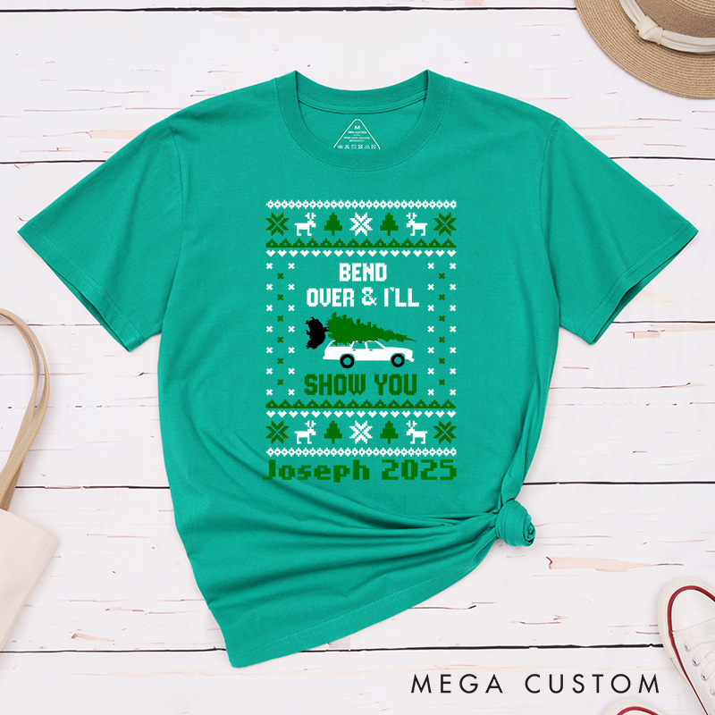 Personalized Bend Over Funny Matching Classic T-Shirts Christmas Vacation Shirt for Movie Lovers Holiday Christmas Gifts