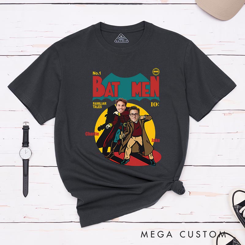 Personalized Bat Men Photo Classic T-Shirts Superhero Movies Tshirt Film Fan Shirt