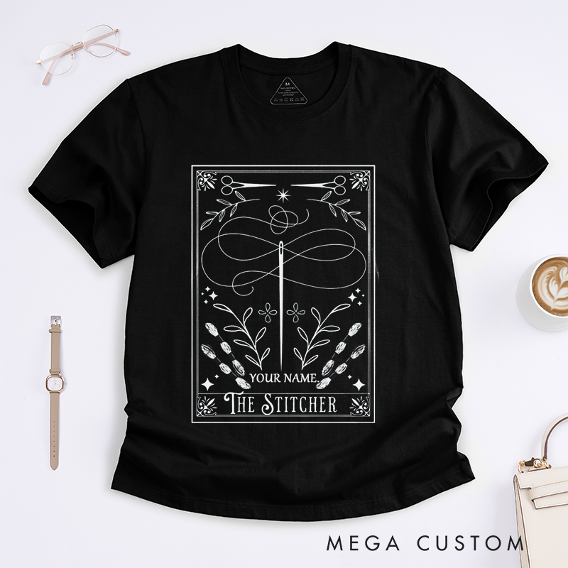 Personalized The Stitcher Classic T-Shirt Custom Gift Sewing Lover T-Shirts Unique Embroidered Needlework Tee Gift for Tailors and Crafters