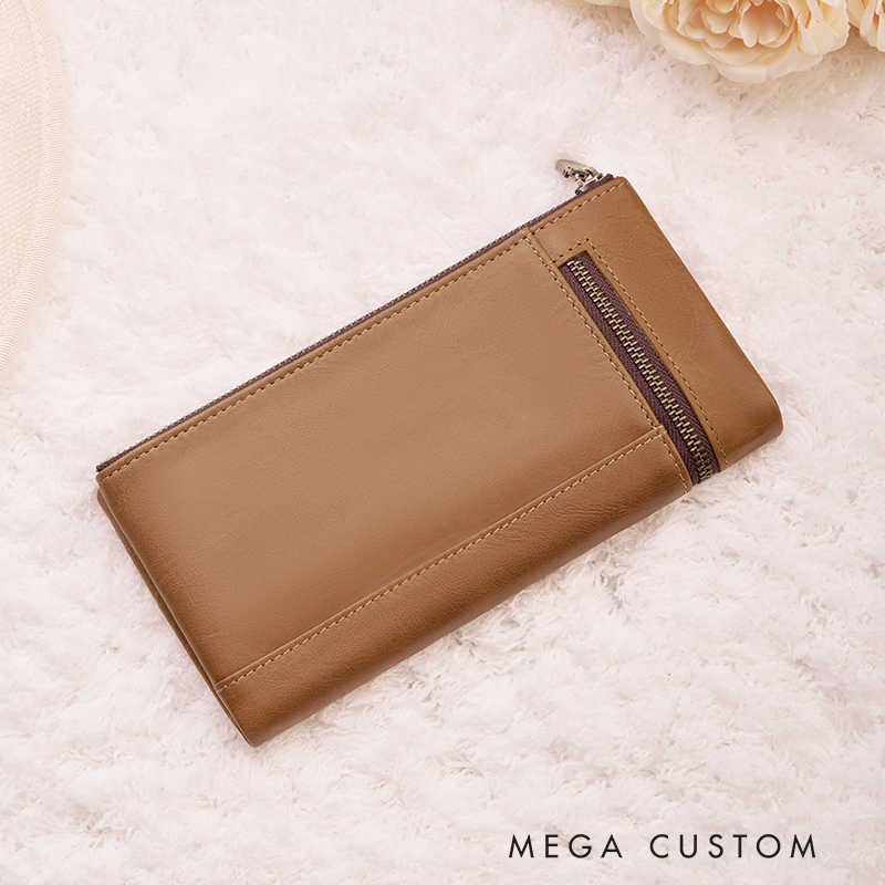 Personalized Birth Flower Women Wallet Leather Engraved Wallet Birth Flower Monogram Wallet Gift For Her Gift For Mother Birthday Gift