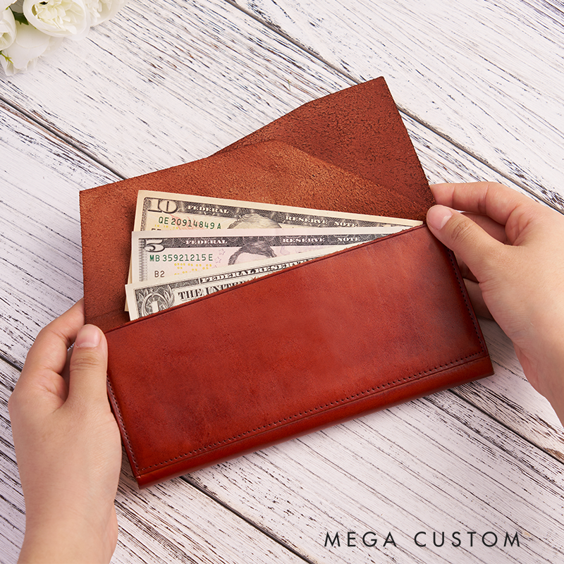 Personalized Women Leather Wallet Birth Flower Women Wallet Engraved Leather Wallet Leather Purse Birth Flower Monogram Wallet Women's Purse Gift For Her Gift For Mother Birthday Gift