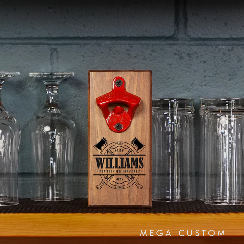 Personalized Firefighter Bottle Opener Custom Fireman Gift Fireman Gift for Dad