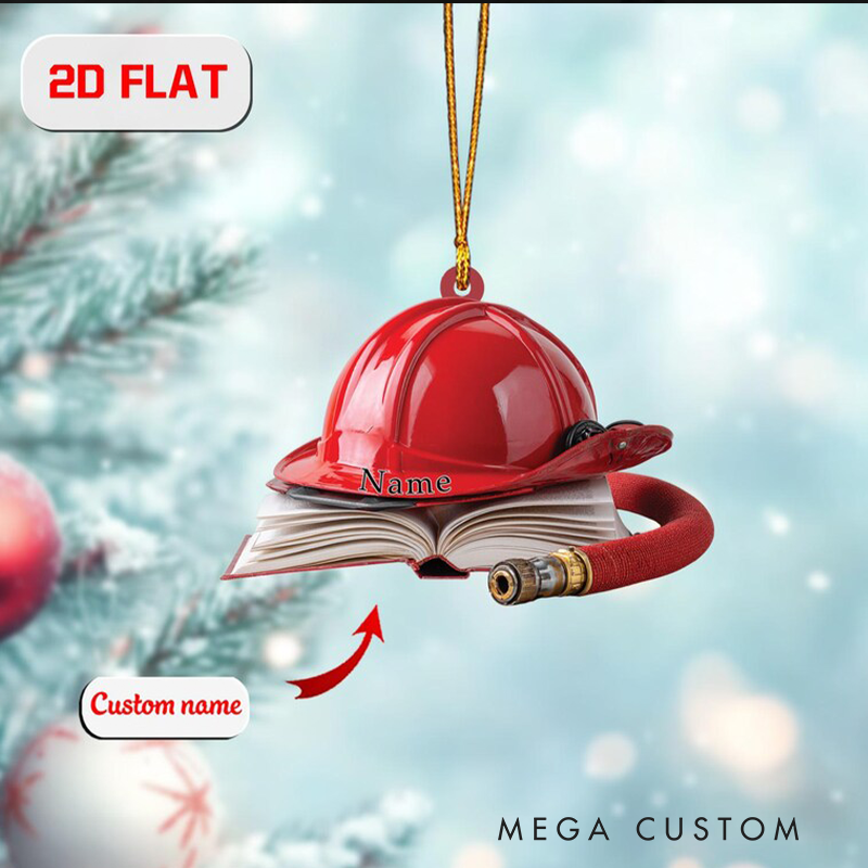 Personalized Firefighter Christmas Ornament US Fireman Dad Gift Christmas Ornament