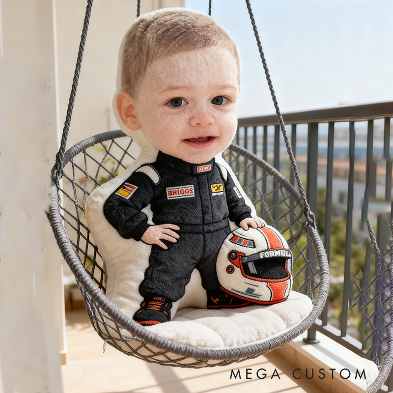 Personalized Formula Racer Pillow with Custom Face Design 3D Print Pillow 
