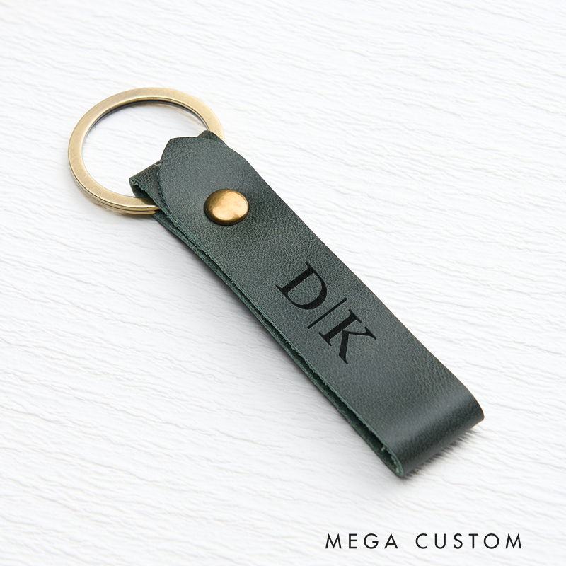 Personalized Leather Keychain for Men Custom Keychain with Name Engraved Leather Key Chain Anniversary Gift for Him Groomsmen Gift Birthday Gift for Dad Boyfriend Husband
