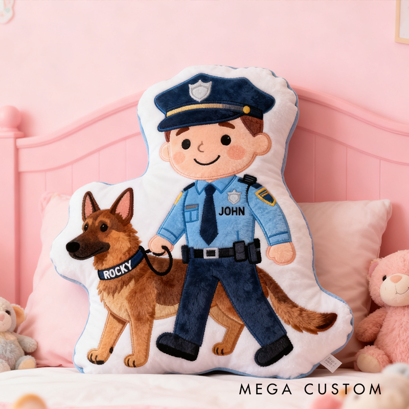 Personalized Police Officer Pillow with K9 Unit Design Custom Name Graphic 3D Print Pillow 