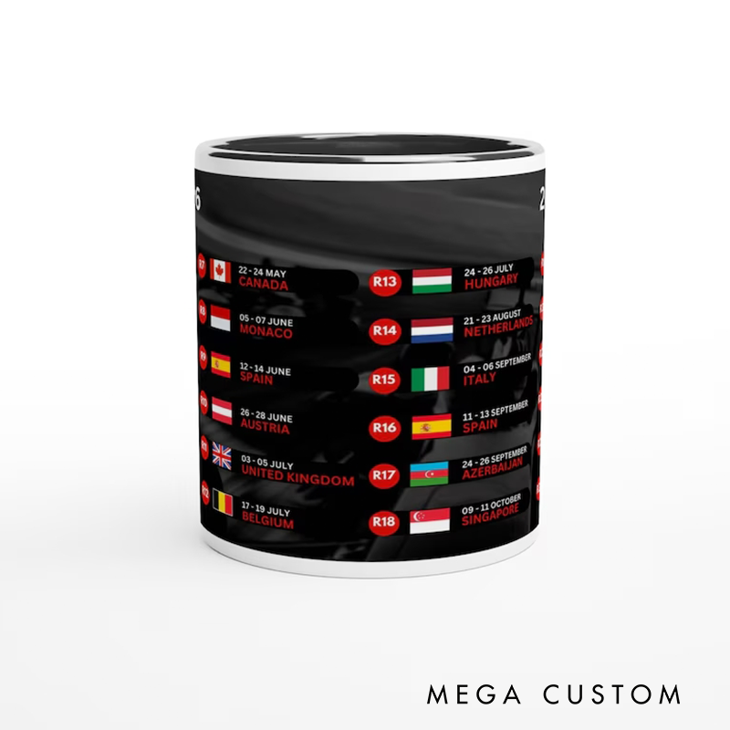 2026 Formula Racing Calendar Mug Race Car Fan Gift Racing Lover Gift Xmas Gift New Near Gift