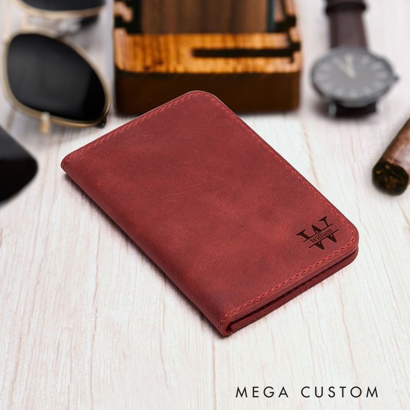 Personalized Leather Wallet Leather Card holder Engraved Mens Wallet Minimalist Wallet Slim Wallet ID Holder Anniversary Gift For Him Birthday Gifts for Boyfriend Dad Husband