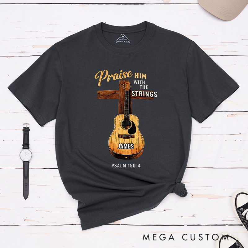 Personalized Classic T-Shirts Praise Him With My Strings T-Shirt Vintage Music Graphic Tee for Music Lovers