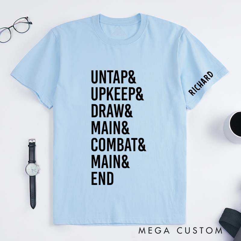 Personalized Card Game Phases Classic T-Shirts Casual Unisex Custom Gift Unique Gameplay Player Life Organizer For Strategy Board Game Lovers Fans
