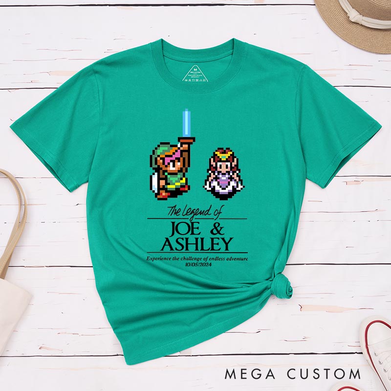 Personalized the Legend of You Couple Anniversary Classic T-Shirts Video Game Tshirt Geek Gaming Nerd Shirt Valentine's Day