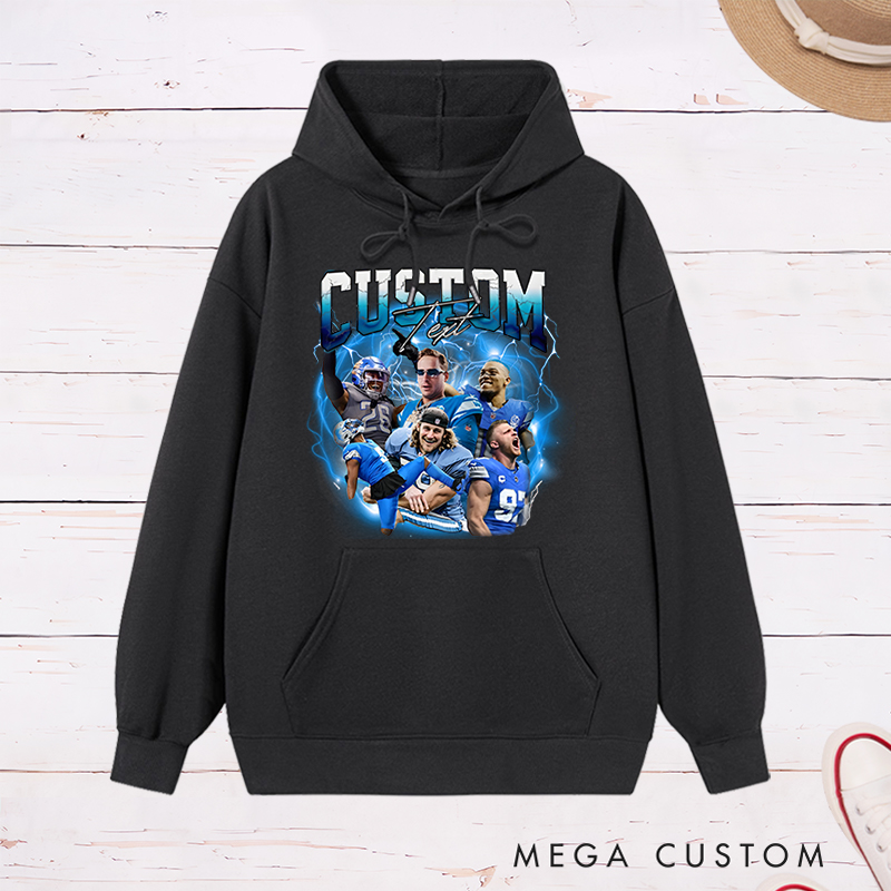Personalized Lightning-Themed Athlete Graphic Hoodies with Custom Photos and Text