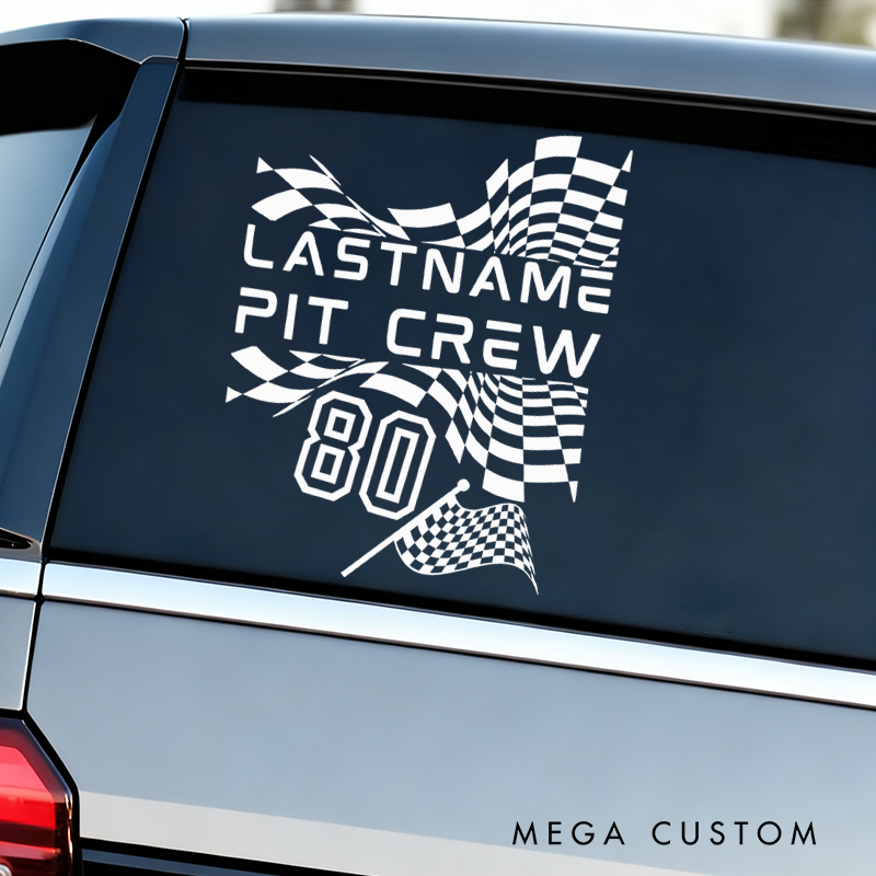 Personalized "Pit Crew" Racing Decal for Vehicles Custom Name Number Racing Pit Crew Car Decal Sticker