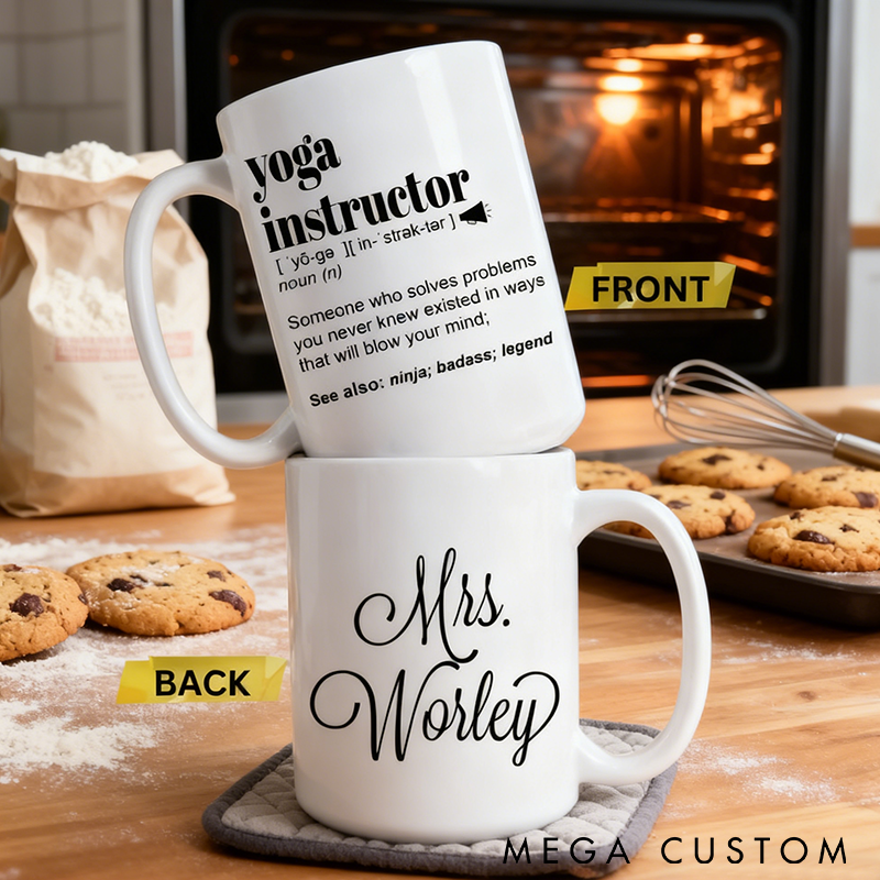 Personalized Yoga Instructor Mug Funny Definition Design Custom Name Perfect Gift for Yoga Teachers and Enthusiasts High-Quality Ceramic